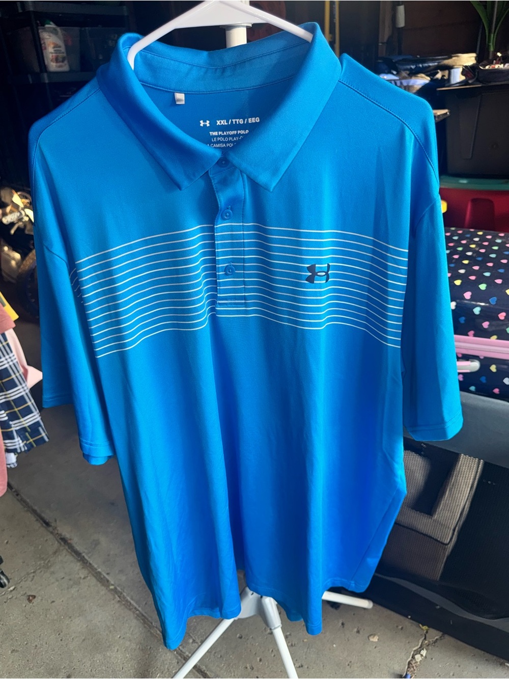 Under Armour Men's “The Playoff Polo” Blue Striped Performance Polo